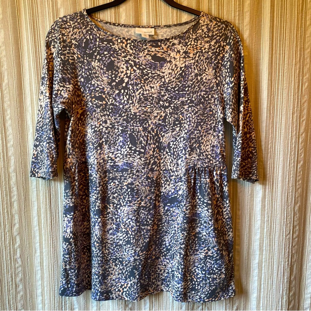 Soft Grey Printed Pure Jill Peplum Tunic Top